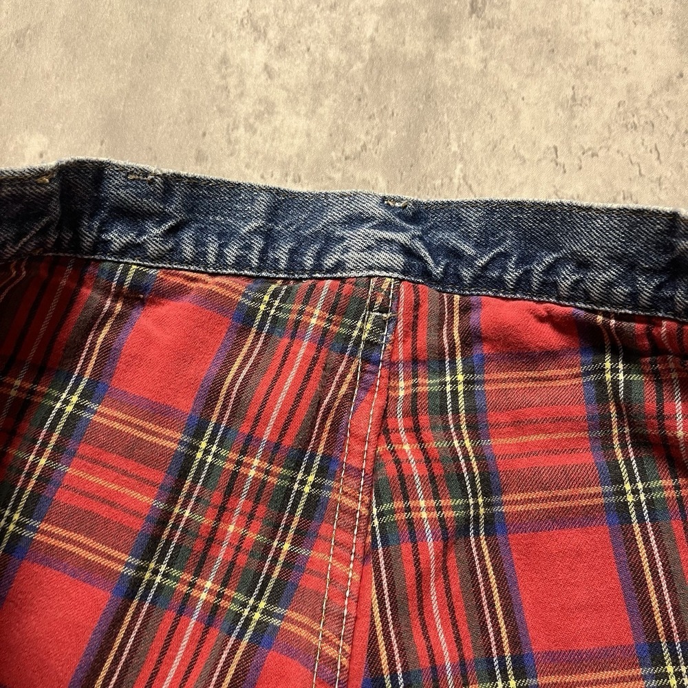 Vintage LL Bean Mens Red Plaid Flannel Jeans Size 32x30 Relaxed Fit USA Made - Picture 6 of 13